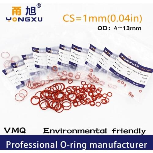 30PCS/lot Red Silicon O-ring Silicone/VMQ CS1mm Thickness OD4/5/6/7/8/9/10/11/12/13*1mm O Ring Seal Rubber Gasket Rings Washer