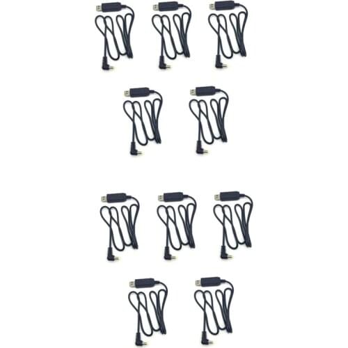 10PCS USB Charger Cable w/ Led Indicator Light for BaoFeng UV5R UV5RE UV-5R 3800mAh Extend Battery UVB2 BF-UVB3 Plus UV-S9 Radio