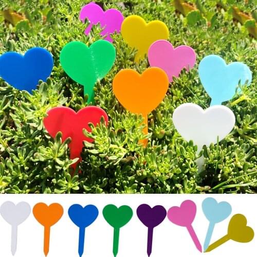 18pcs Nursery Label Plastic Tags Heart Eco-friendly Herb Flower PP Markers Fully Recyclable Waterproof T-type Stakes Garden