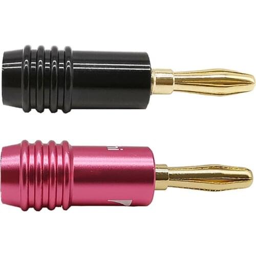 2Pcs/lot Speaker Banana Plug Adapter 4mm Wire Connector Gold Plated Plug for Musical HiFi Audio Banana Connectors