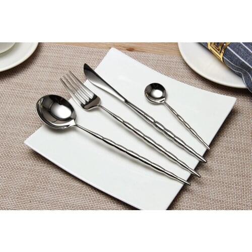 4pcs/set Stainless Steel Flatware Dinnerware Set Knife Fork Tableware Mirror Polish Cutlery Kitchen Tool Birthday Gift PM 011