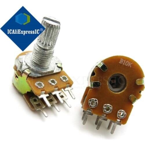 5PCS 10K ohm WH148 B10K 6pin 10K Potentiometer 15mm Shaft With Nuts And Washers Hot In Stock