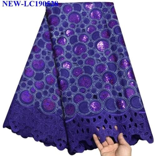 African Tulle Lace Fabric High Quality Purple color Sequines Lace Fabric 5 yards Embroidery Nigerian Organza Lace Fabric MXS002