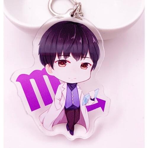 Game Love and Producer Acrylic Keychain Cute Double Sided Figure BaiQi XUMO Cartoon Keyrings Car Bag Charm Accessories