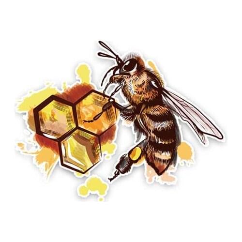 Aliauto Personality Car Sticker Hand Painted Cartoon Honey Bees Modelling Decal Accessories PVC KK Cover Scratches Waterproof