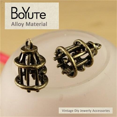 BoYuTe (60 Pieces/Lot) 15*11MM Antique Bronze Plated Pendant Zinc Alloy Birdcage Charms Vintage Jewelry Findings Accessories
