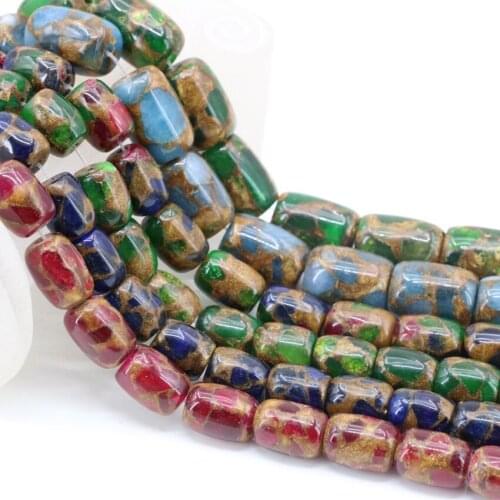 10x12 10x14 13x18mm Barrel Multicolor Golden Sand Stone Loose Spacer Beads For Jewelry Making Diy Bracelet Necklace 15inch B3307