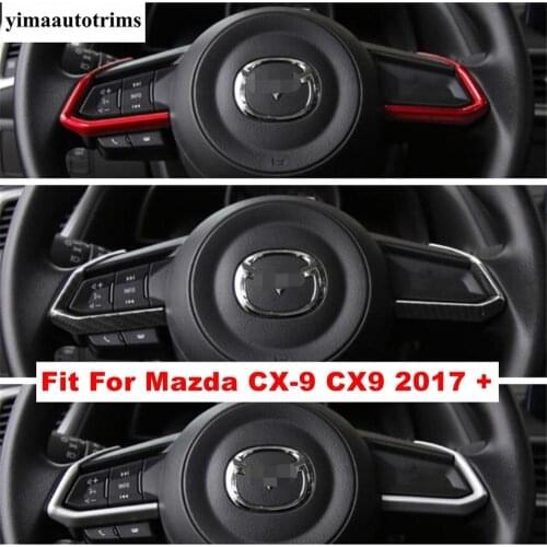 Car Steering Wheel Button Decoration Strip Cover Trim For Mazda CX-9 CX9 2017 2018 2019 2020 ABS Red / Matte / Carbon Fiber Look