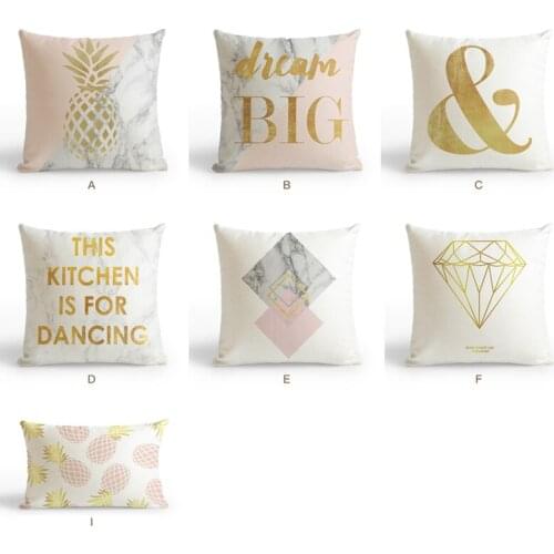 Nordic Home Decorative Pillows Gold Pink Marble Geometric Pillow Cover Yellow Pineapple Linen Pillow Case Cushion Cover