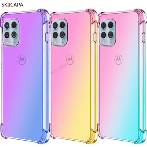 Gradient Transparent Phone Case For Motorola Moto G100 G30 G10 G9 Power G8 Play Plus Airbag Shockproof Soft Silicone Clear Cover