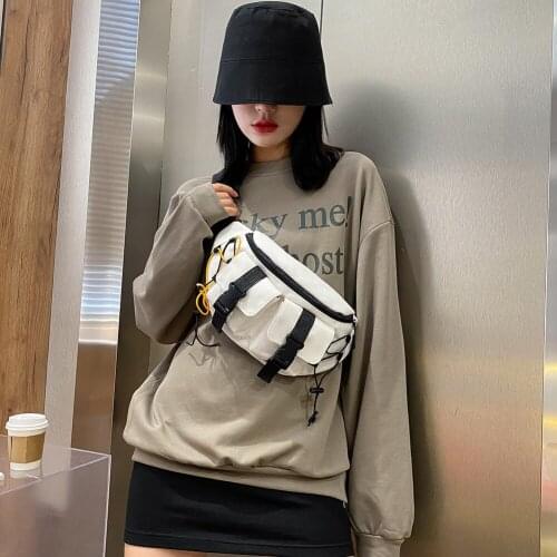 Canvas Fanny Bag Simple Crossbody Satchel Multifunction Bag Belt Bag Pouch Packs Unisex Street Casual Chest Belt Packs