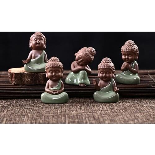 Ceramic Crafts Creative Home Decoration Living Room Feng Shui Ornaments Cute Little Buddha Zen Like Pots Furnishings