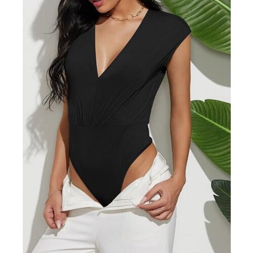Style sexy tops fashion all-match ladies sleeveless bottoming shirt V-neck jumpsuit бодиженское catsuit clothing direct delivery