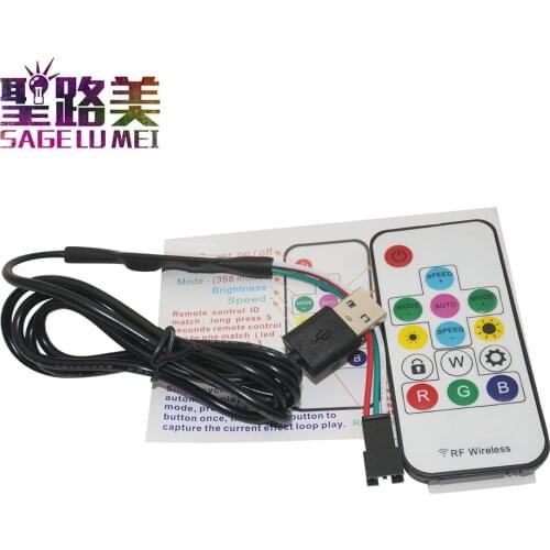 Free shipping DC5V Pixel Digital Full color RGB LED Strip Tape Controller RF Remote USB plug for 2812 2811 led Strip Light Tape