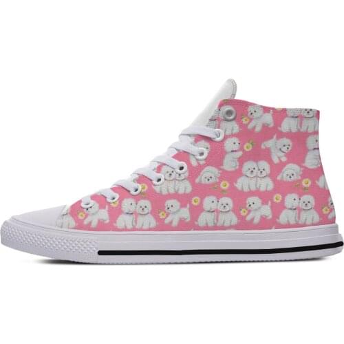 Bichon Frise Animal dog Cut kawaii Harajuku Lightweight High Top Canvas Shoes Men Women Casual Breathable Sneakers
