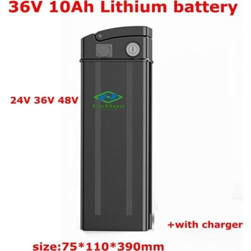 36V 10Ah Lithium ion battery 36v 10ah li-ion 18650 Black silver fish BMS for 500w e-bike Electric Scooter bicycles + charger
