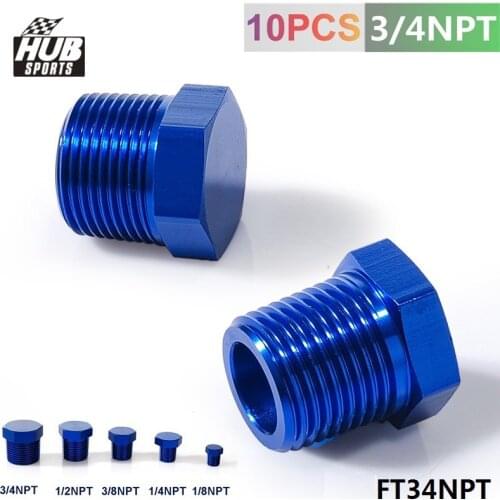 Oil Water Fitting 3/4" NPT Forged Carbon Aluminum Hex Head Plud Cap Threaded Blue HU-FT34NPT
