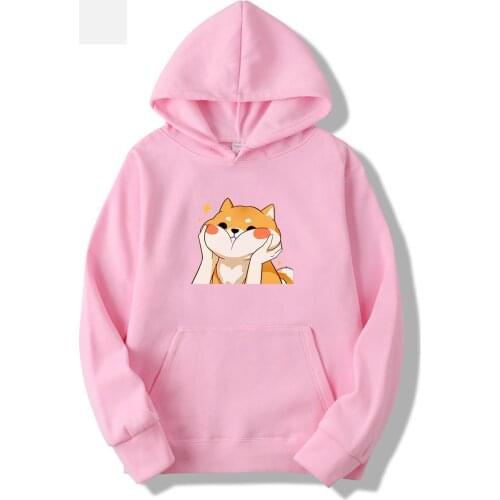 Kawaii Dog Printing Oversized Hoodies Women Winter Harajuku Long Sleeve Cute Pullovers Tops Plus Velvet Funny Clothes