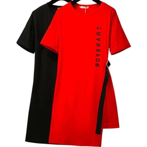 Fashion 6XL Large size Summer Womens T-shirt Dress 2020 Casual Plus size Dress Letter print Ladies Black Big Size Loose Dresses