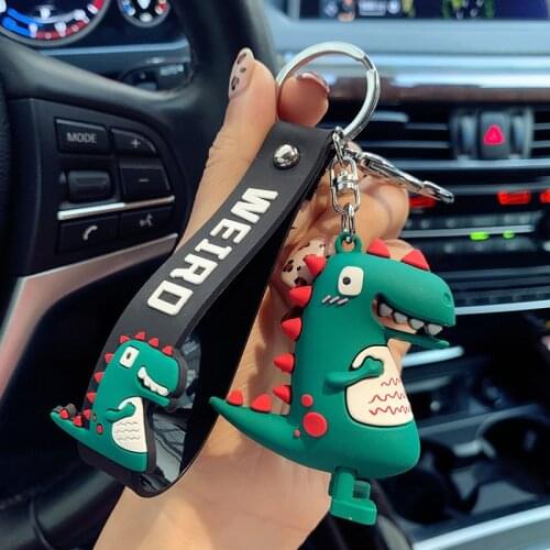 Fashion Cute Cartoon Silicone Dinosaur Key Chain Men Car Key Chain Pendant For Women Leather Bag Pendant Couples Accessories