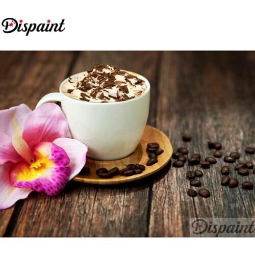 Dispaint Full Square/Round Drill 5D DIY Diamond Painting "Flower coffee scenery" Embroidery Cross Stitch 5D Home Decor A10999