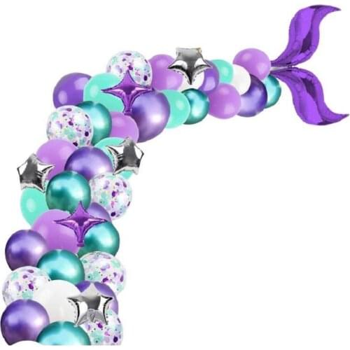 Wholesale Golden Small Square Piece Confetti Blue Purple S Wave Balloons Birthday Party DIY Mermaid Tail Balloons Garland Set