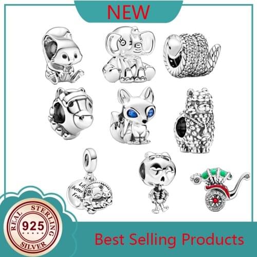 Autumn New Cartoon Sparkling Wrapped Snake Charm Beads Fits Original Bracelets Necklace Making Fashion Diy Jewelry Women Gift