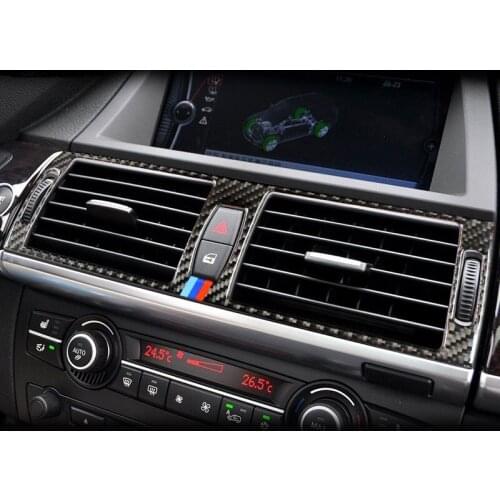 Carbon Fiber Car Interior Navigation Control Panel air conditioner outlet Decorative Frame Cover Trim for BMW e70 e71 X5 X6