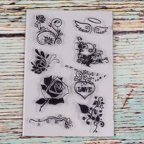 Rose flowers transparent clear stamp for DIY Scrapbooking/Card Making/Kids Christmas Fun Decoration Supplies