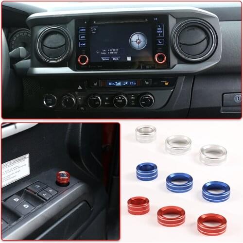 Alloy Car Rear View Mirror Adjustment Knob Navigation Screen Volume Knob Cover For Toyota Tacoma 2016-2019 Interior Accessories