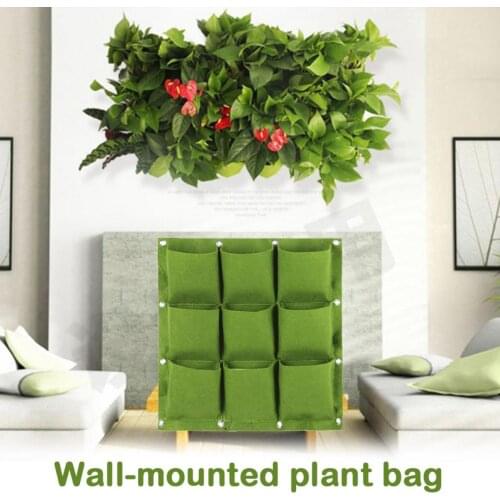 Garden Supplies Vegetable Plant Wall Hanging Garden bag Vertical Gardening Pockets Black Felt Fabric Growing Bag Pots