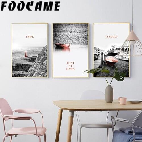 FOOCAME Nordic Modern Natural Scenery Lighthouse Landscape Wall Art Canvas Painting Poster Print Decoration Pictures Living Room