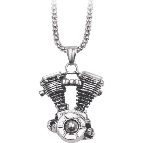Steampunk Engine Necklace Biker Motorcycle Chain Pendants Necklaces Punk Rock Gothic For Men Male Boyfriend Fashion Jewelry Gift