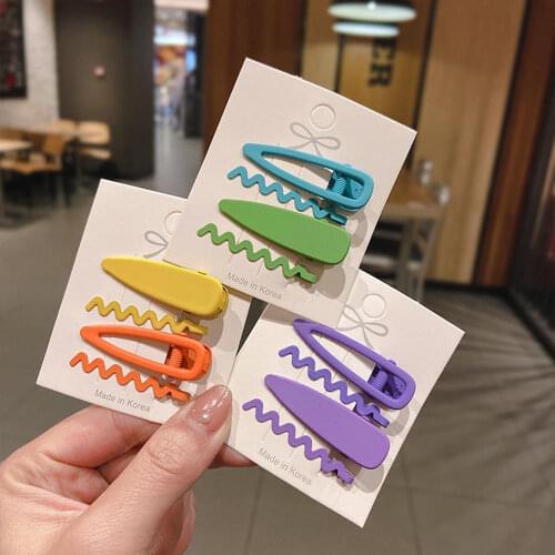 4Pcs/Pack Kawaii Candy Color Geometric Hair Clips Hairpins Hairgrips For Women Girls Fashion Solid Color Party Headwear