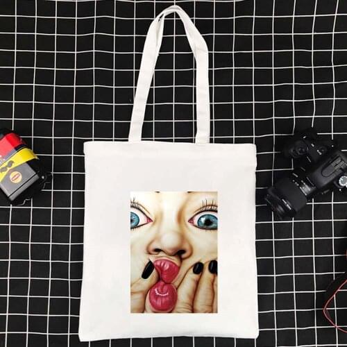 Women Folding Ecobag High Quality Polyester Ladies Shopping Bag Effortless Canvas Bag Funny Pattern Shoulder Bags