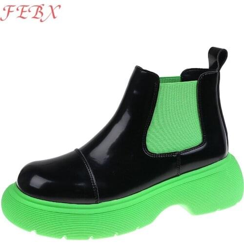 Women Ankle Boots Female PU Leather Thick Bottom Non-Slip Chelsea Shoes Ladies Waterproof Fashion Outdoor Shoes Womens Footwear