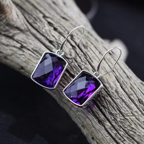 L&P Fashion Elegant Purple zircon inlaid Earrings Pure 925 Sterling Silver Earrings For Women Earrings Fine Jewelry Wholesale