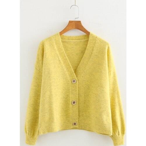 Urifens 2021 Autumn Cardigan Single Breasted Green Pink Yellow Short Women Long Sleeve Loose Caridgan Female Knitted Jacket P28