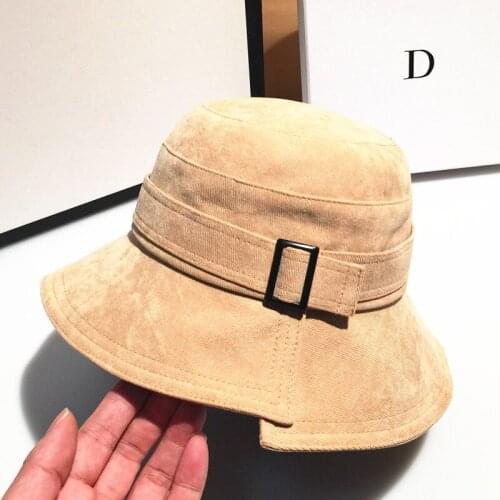 Winter women thick warm corduroy buckle bucket hat girl fisherman basin hat panama KDOU004