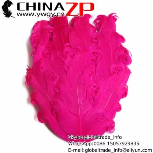 Gold Manufacturer CHINAZP Factory 50pcs/lot Top Quality Hot Pink Curled Nagorie Flower Goose Feather Pad