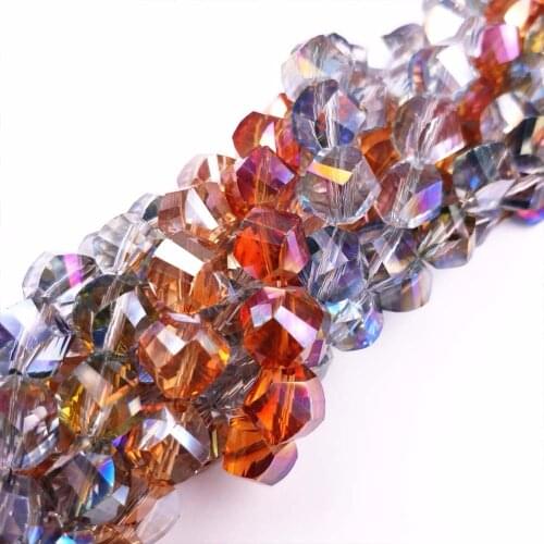 100Pcs/lot 6mm Twist Plating Rainbow Austrian Crystal Beads High Quality Glass Loose beads handmade Jewelry Bracelet Making DIY