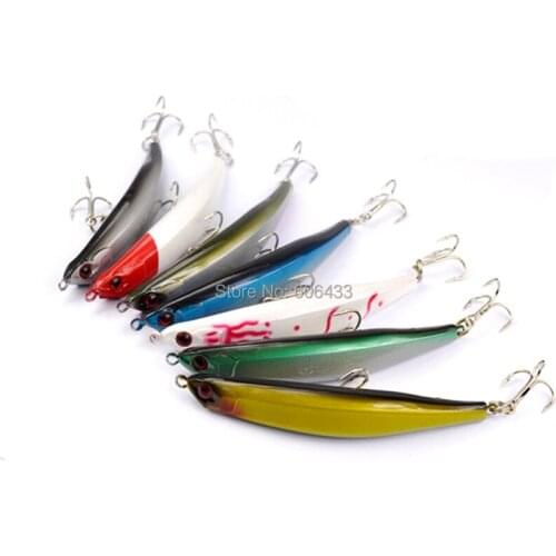 5PCS fishing curving floating Minnow Pencil lure Lures fish hook Crank baits 9g/12g 7cm Free shipping