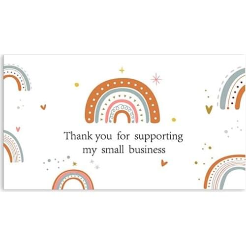 50pc Rainbow Thank You Cards for supporting My Small Business Happy Mail Sticker