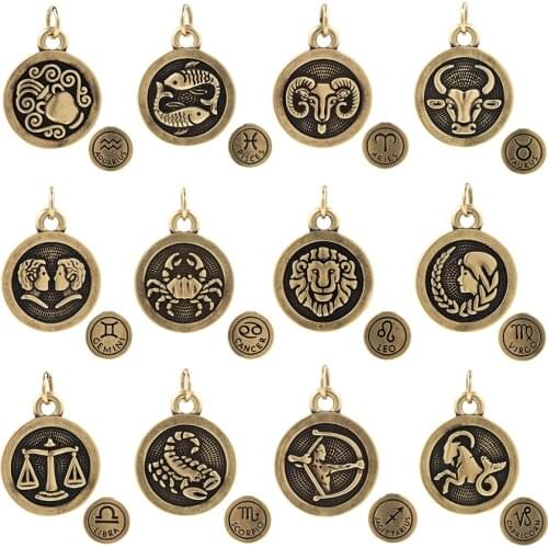 Astrology Necklace 12-Constellation Pendants Leo Aries Gemini DIY Jewelry Bracelet Making Accessories