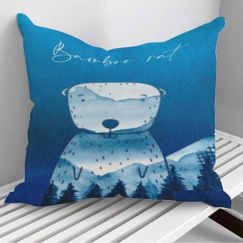 Bamboo Rat Watercolor Throw Pillows Cushion Cover On Sofa Home Decor 45*45cm 40*40cm Gift Pillowcase Cojines Dropshipping