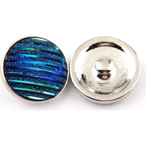 Free drop shipping new arrive 1.8-2cm alloy blue stripe glitter charm DIY snap button metal charms