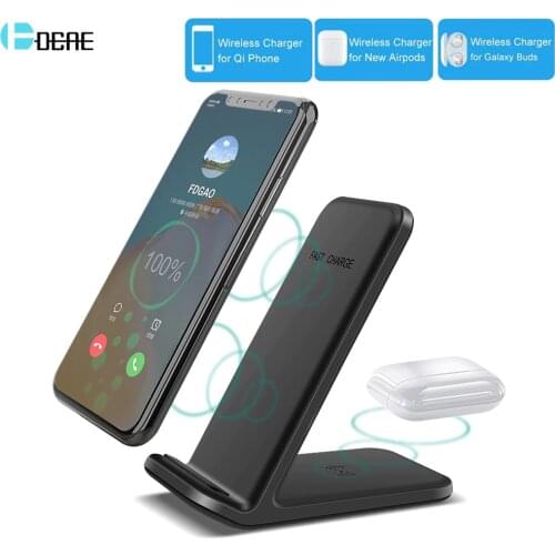 DCAE 20W 2 in 1 Qi Wireless Charger For iPhone 12 11 XS XR X 8 Airpods Pro Dual Fast Charging Stand for Samsung S21 S20 S10 Buds