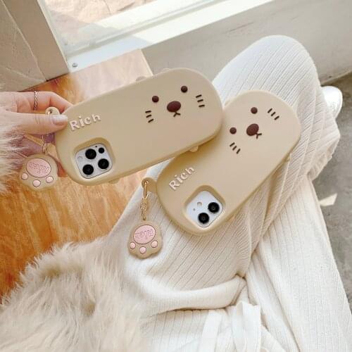 Rich Cat 3D Cartoon Sudden wealth silicone Cover For iphone 12 mini 11 pro Phone case X XR XS MAX 6 6s 7 8 Plus Pendants soft