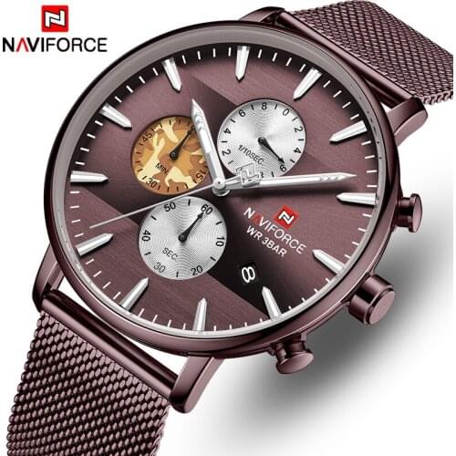 NAVIFORCE Top Mens Watches Brand Luxury Fashion Quartz Men Watch Waterproof Sports Steel Military Wrist Watch Relogio Masculino