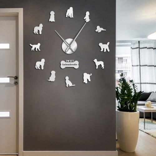 Labrador Retriever Poodle Mixed Breed Dogs Labradoodle Puppy DIY Giant Wall Clock Labrapoodle Large Frameless Silent Wall Watch